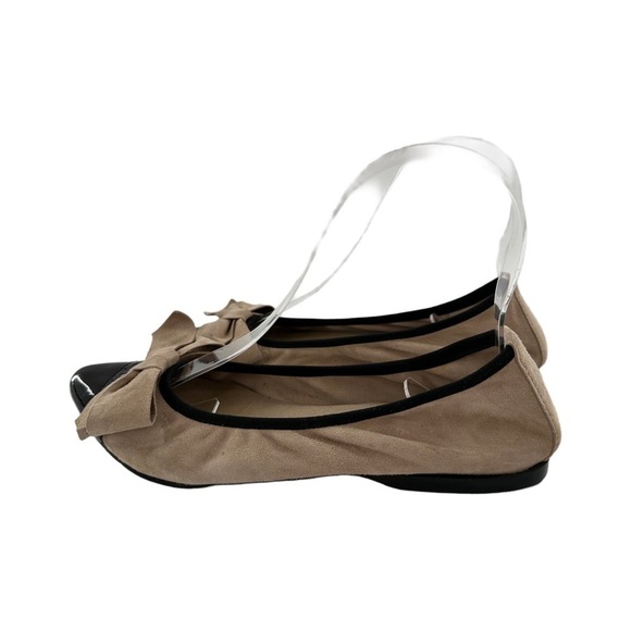 Halogen flats size 6 beige suede black patent cap toe pointy toe balletcore - Picture 4 of 13
